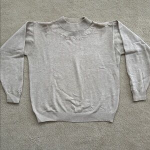 100% Cotton Women's Embroidered Cream Sweater - Size S